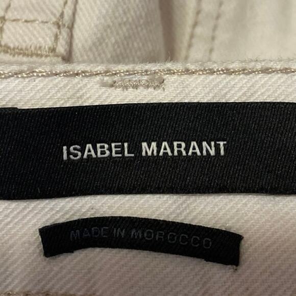 Isabel Marant Women's Cream Raw Hem High Rise Wide Leg Cropped Denim Jeans Sz 6 - Picture 4 of 5